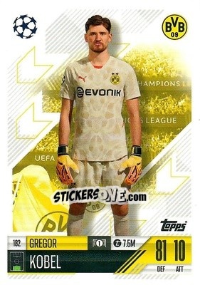 Figurina Gregor Kobel - Uefa Champions League & Europa League 2024-2025. Match Attax n. 182 - Topps