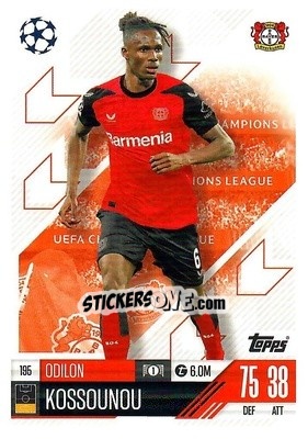 Cromo Odilon Kossounou - Uefa Champions League & Europa League 2024-2025. Match Attax n. 195 - Topps