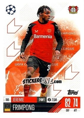 Cromo Jeremie Frimpong - Uefa Champions League & Europa League 2024-2025. Match Attax n. 196 - Topps