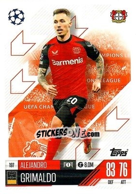 Figurina Alejandro Grimaldo - Uefa Champions League & Europa League 2024-2025. Match Attax n. 197 - Topps