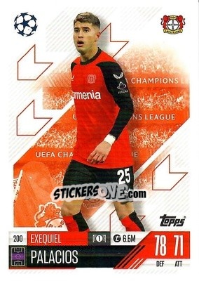 Cromo Exequiel Palacios - Uefa Champions League & Europa League 2024-2025. Match Attax n. 200 - Topps