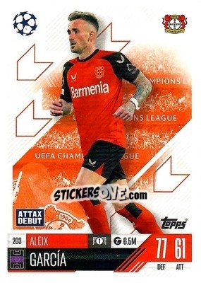 Cromo Aleix Garcia - Uefa Champions League & Europa League 2024-2025. Match Attax n. 203 - Topps
