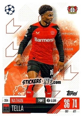 Figurina Nathan Tella - Uefa Champions League & Europa League 2024-2025. Match Attax n. 204 - Topps