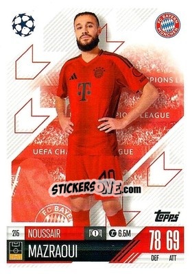 Cromo Noussair Mazraoui - Uefa Champions League & Europa League 2024-2025. Match Attax n. 215 - Topps