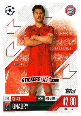 Figurina Serge Gnabry - Uefa Champions League & Europa League 2024-2025. Match Attax n. 220 - Topps
