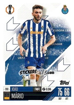 Cromo Joao Mario - Uefa Champions League & Europa League 2024-2025. Match Attax n. 292 - Topps