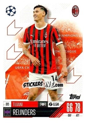 Sticker Tijjani Reijnders - Uefa Champions League & Europa League 2024-2025. Match Attax n. 312 - Topps