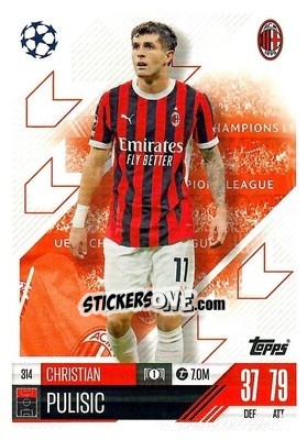 Cromo Christian Pulisic - Uefa Champions League & Europa League 2024-2025. Match Attax n. 314 - Topps