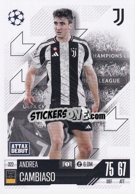Cromo Andrea Cambiaso - Uefa Champions League & Europa League 2024-2025. Match Attax n. 322 - Topps