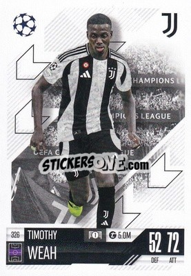 Cromo Timothy Weah - Uefa Champions League & Europa League 2024-2025. Match Attax n. 326 - Topps