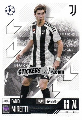 Figurina Fabio Miretti - Uefa Champions League & Europa League 2024-2025. Match Attax n. 327 - Topps