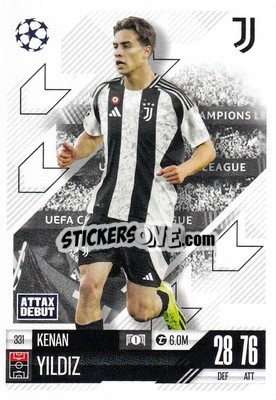 Cromo Kenan Yildiz - Uefa Champions League & Europa League 2024-2025. Match Attax n. 331 - Topps