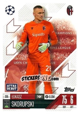 Figurina Łukasz Skorupski - Uefa Champions League & Europa League 2024-2025. Match Attax n. 335 - Topps