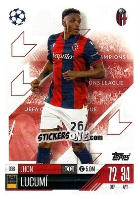 Sticker Jhon Lucumi - Uefa Champions League & Europa League 2024-2025. Match Attax n. 336 - Topps