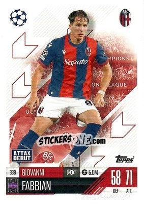 Sticker Giovanni Fabbian - Uefa Champions League & Europa League 2024-2025. Match Attax n. 339 - Topps
