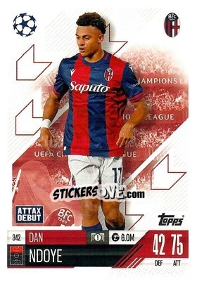 Sticker Dan Ndoye - Uefa Champions League & Europa League 2024-2025. Match Attax n. 342 - Topps
