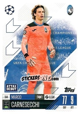 Sticker Marco Carnesecchi - Uefa Champions League & Europa League 2024-2025. Match Attax n. 344 - Topps