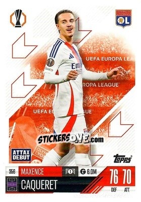 Sticker Maxence Caqueret - Uefa Champions League & Europa League 2024-2025. Match Attax n. 356 - Topps