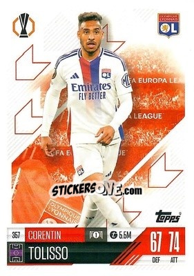 Figurina Corentin Tolisso - Uefa Champions League & Europa League 2024-2025. Match Attax n. 357 - Topps