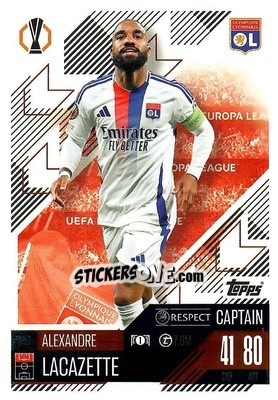Figurina Alexandre Lacazette - Uefa Champions League & Europa League 2024-2025. Match Attax n. 360 - Topps