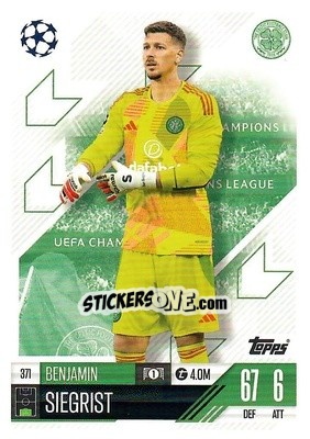 Sticker Benjamin Siegrist - Uefa Champions League & Europa League 2024-2025. Match Attax n. 371 - Topps