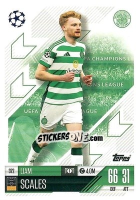 Cromo Liam Scales - Uefa Champions League & Europa League 2024-2025. Match Attax n. 372 - Topps