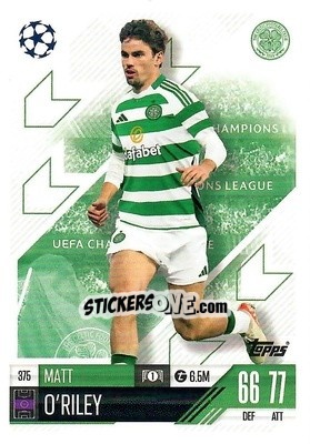 Sticker Matt O'Riley - Uefa Champions League & Europa League 2024-2025. Match Attax n. 375 - Topps