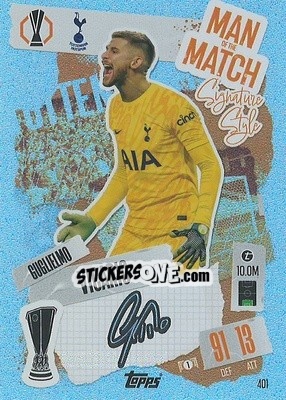 Cromo Guglielmo Vicario - Uefa Champions League & Europa League 2024-2025. Match Attax n. 401 - Topps