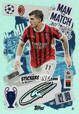 Cromo Christian Pulisic - Uefa Champions League & Europa League 2024-2025. Match Attax n. 411 - Topps
