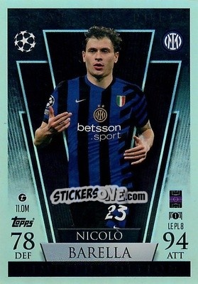 Figurina Nicolò Barella - Uefa Champions League & Europa League 2024-2025. Match Attax n. LEPL8 - Topps
