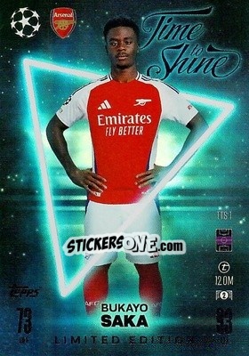 Figurina Bukayo Saka - Uefa Champions League & Europa League 2024-2025. Match Attax n. TTS1 - Topps
