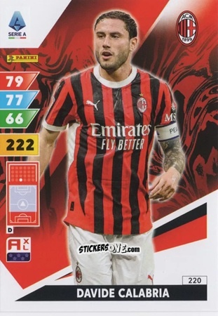 Sticker Davide Calabria - Calciatori 2024-2025. Adrenalyn XL
 n. 220 - Panini