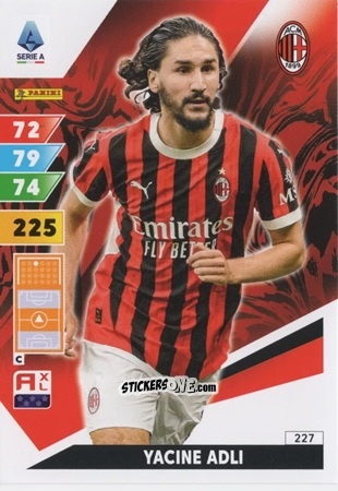 Sticker Yacine Adli - Calciatori 2024-2025. Adrenalyn XL
 n. 227 - Panini