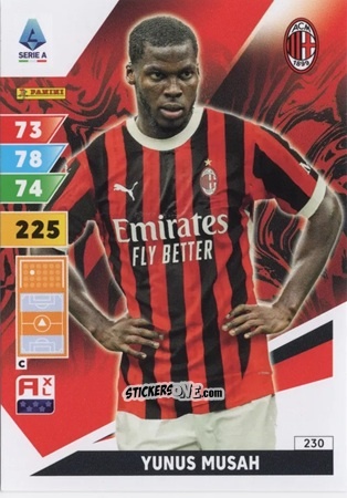 Cromo Yunus Musah - Calciatori 2024-2025. Adrenalyn XL
 n. 230 - Panini