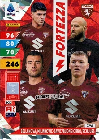 Cromo Raoul Bellanova / Vanja Milinković-Savić / Alessandro Buongiorno / Perr Schuurs - Calciatori 2024-2025. Adrenalyn XL
 n. 396 - Panini
