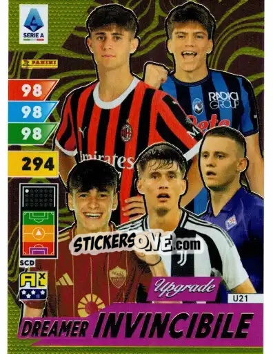 Cromo Dreamer Invincibile - Atalanta / Milan / Fiorentina / Juventus / Roma - Calciatori 2024-2025. Adrenalyn XL
 n. U21 - Panini