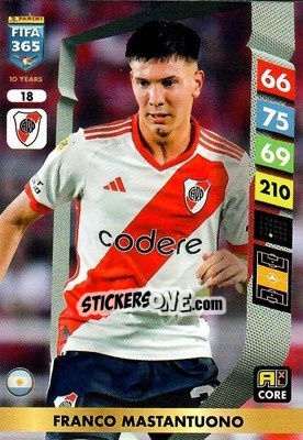 Sticker Franco Mastantuono - FIFA 365: 2024-2025. Adrenalyn XL
 n. 18 - Panini
