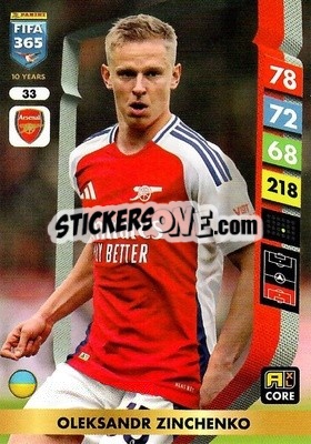 Figurina Oleksandr Zinchenko - FIFA 365: 2024-2025. Adrenalyn XL
 n. 33 - Panini