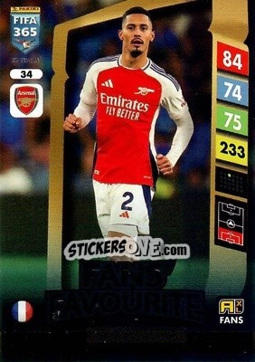 Sticker William Saliba - FIFA 365: 2024-2025. Adrenalyn XL
 n. 34 - Panini