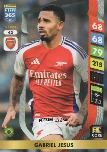 Figurina Gabriel Jesus - FIFA 365: 2024-2025. Adrenalyn XL
 n. 43 - Panini