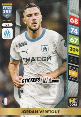 Figurina Jordan Veretout - FIFA 365: 2024-2025. Adrenalyn XL
 n. 91 - Panini