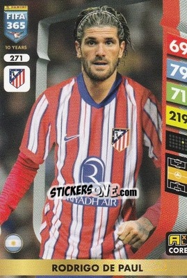 Figurina Rodrigo De Paul - FIFA 365: 2024-2025. Adrenalyn XL
 n. 271 - Panini