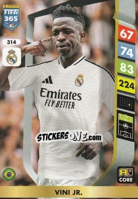Figurina Vinícius Júnior - FIFA 365: 2024-2025. Adrenalyn XL
 n. 314 - Panini