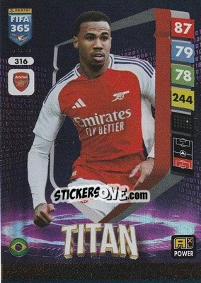 Sticker Gabriel Magalhães - FIFA 365: 2024-2025. Adrenalyn XL
 n. 316 - Panini