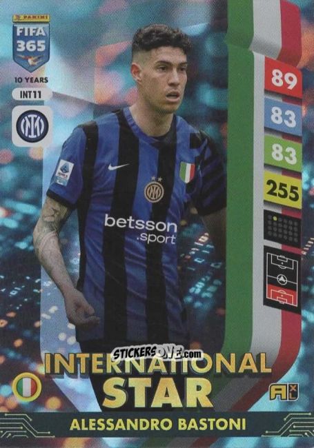 Sticker Alessandro Bastoni - FIFA 365: 2024-2025. Adrenalyn XL
 n. INT11 - Panini