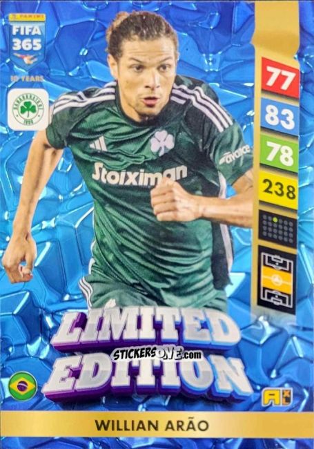 Cromo Willian Arão - FIFA 365: 2024-2025. Adrenalyn XL
 n. LE171 - Panini