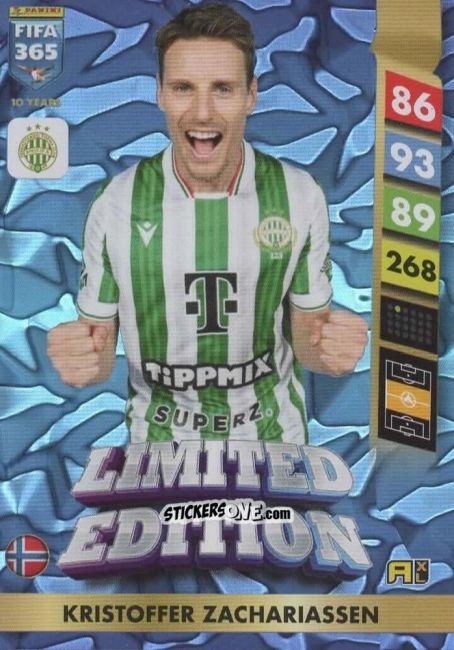 Cromo Kristoffer Zachariassen - FIFA 365: 2024-2025. Adrenalyn XL
 n. LE192 - Panini