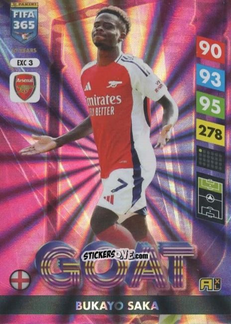 Figurina Bukayo Saka - FIFA 365: 2024-2025. Adrenalyn XL
 n. EXC3 - Panini