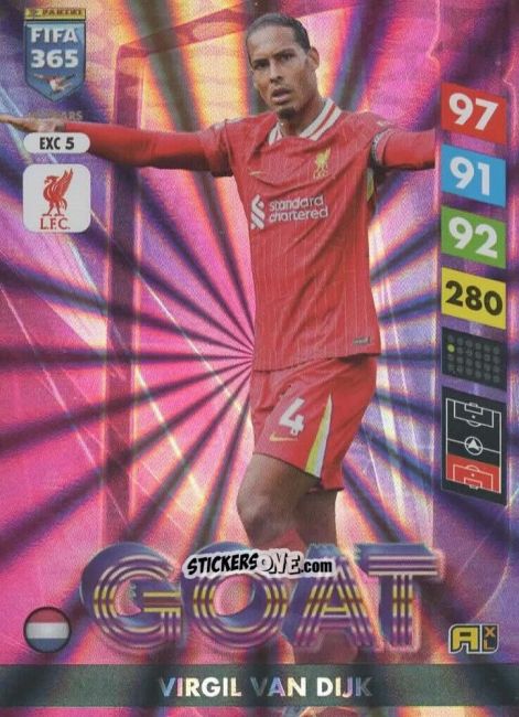 Figurina Virgil van Dijk - FIFA 365: 2024-2025. Adrenalyn XL
 n. EXC5 - Panini