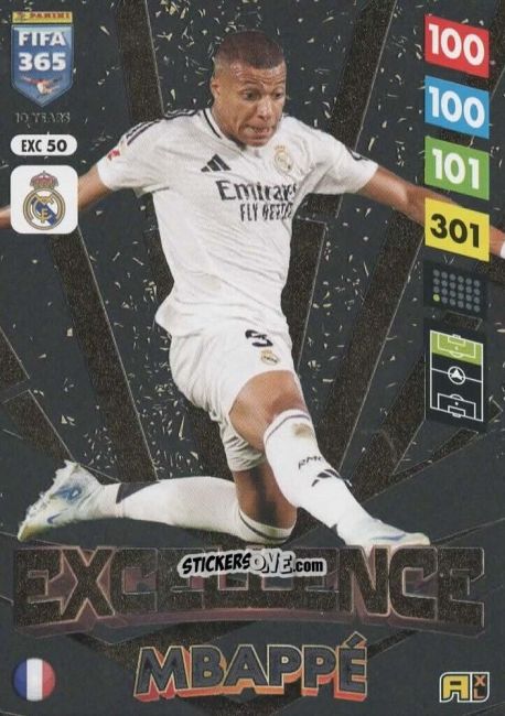 Sticker Kylian Mbappé - FIFA 365: 2024-2025. Adrenalyn XL
 n. EXC50 - Panini